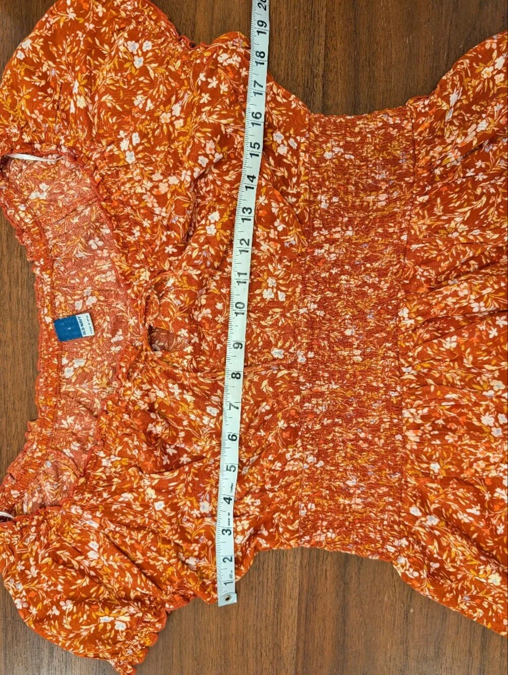 Old Navy Orange Floral Smocked Peplum Blouse - S